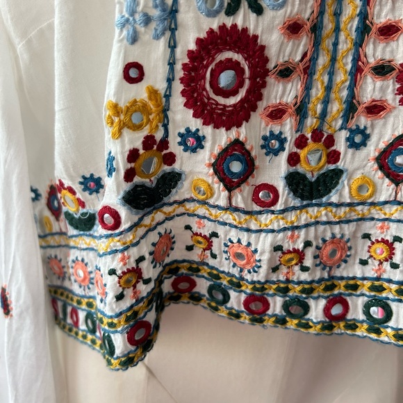 Zara embroidered blouse long sleeve size XS casual style - Picture 7 of 13